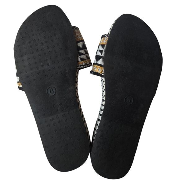 Dolce Vita Boho Woven Aztec Pattern Slip-On Sandal Black White Yellow Women's 8 - Picture 5 of 5